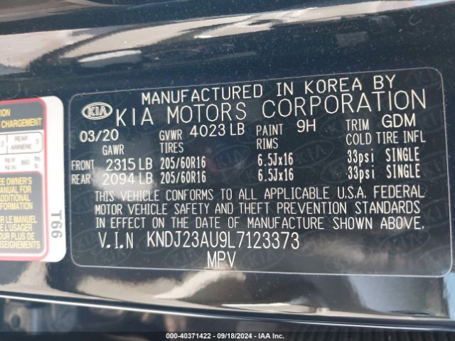 KNDJ23AU9L7123373 KIA SOUL LX
