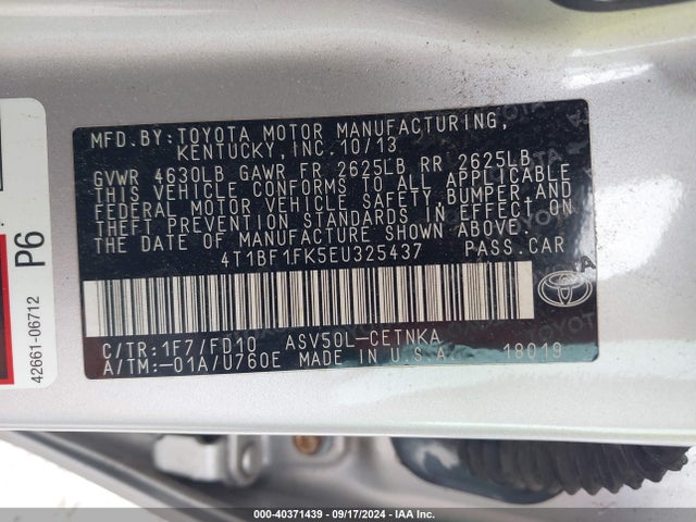 Toyota CAMRY LE 2014 4T1BF1FK5EU325437 Image 9