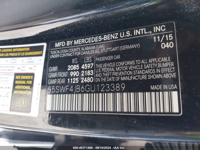 55SWF4JB6GU123389 Mercedes-Benz C 300 Luxury/sport