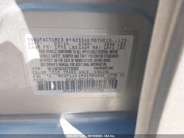 Nissan SENTRA SR 2014 3N1AB7AP4EY230952 Image 9