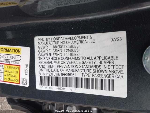 Honda Civic 2023 19XFL1H71PE016931 Image 9