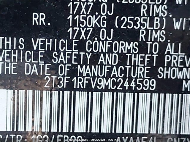 Toyota RAV4 LE 2021 2T3F1RFV9MC244599 Image 9