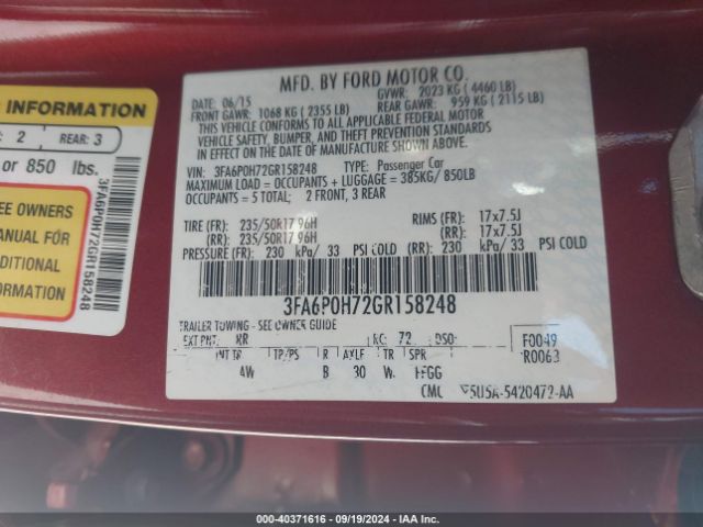 3FA6P0H72GR158248 Ford FUSION SE