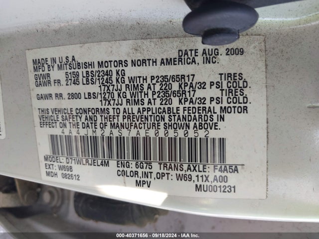 2010 MITSUBISHI ENDEAVOR 4A4JM2AS7AE005052 Photo 8