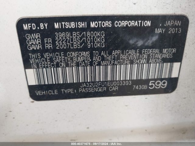 JA32U2FU1EU003393 Mitsubishi LANCER ES