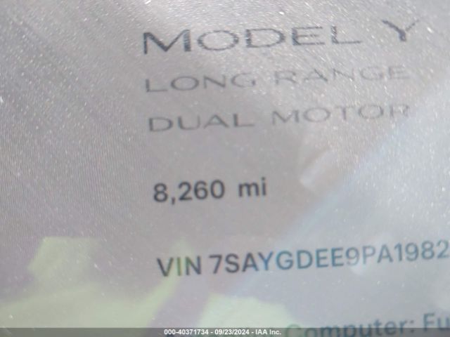 7SAYGDEE9PA198230 Tesla Model Y Awd/long Range Dual Motor All-wheel Drive