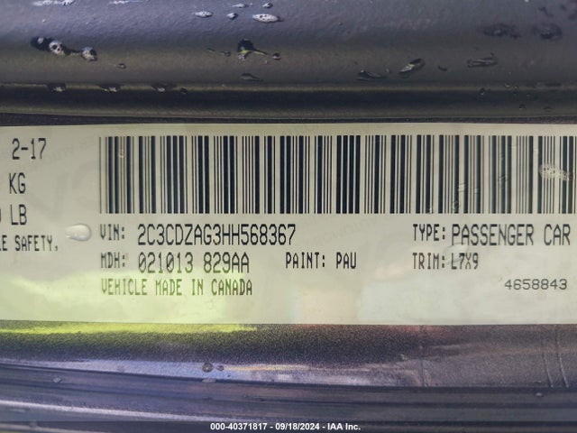 Dodge Challenger Sxt 2017 2C3CDZAG3HH568367 Image 9