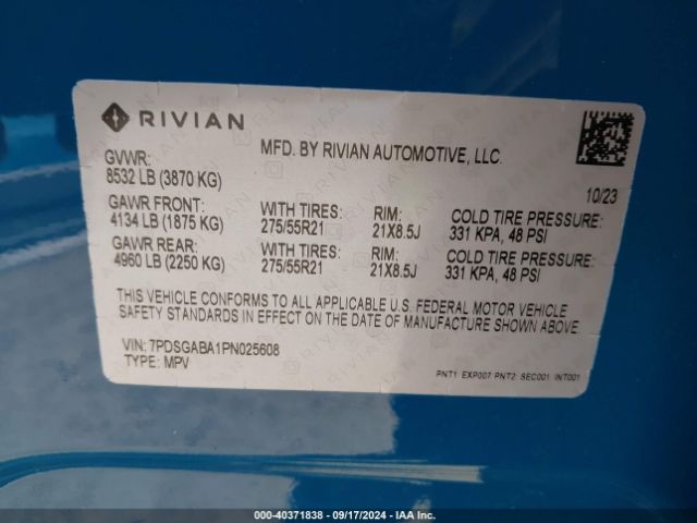 7PDSGABA1PN025608 Rivian R1s Adventure