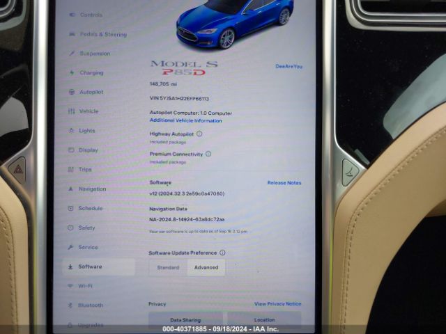 5YJSA1H22EFP66113 Tesla Model S P85d
