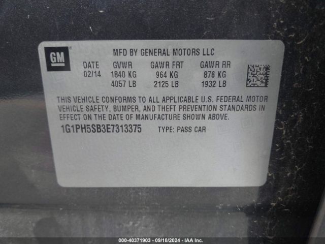 1G1PH5SB3E7313375 Chevrolet Cruze Eco Auto