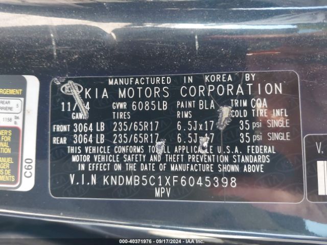 KNDMB5C1XF6045398 KIA SEDONA LX
