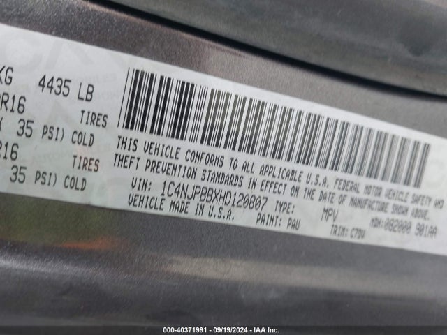 1C4NJPBBXHD120807 Jeep Patriot Sport Fwd