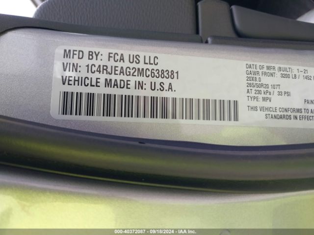 1C4RJEAG2MC638381 Jeep Grand Cherokee Laredo X 4x2