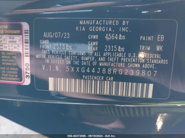 5XXG44J88RG239807 KIA K5 Gt