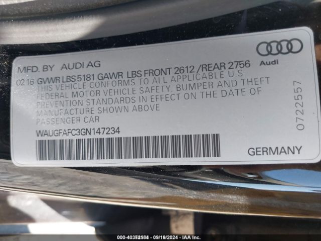 WAUGFAFC3GN147234 Audi A6 2.0t Premium Plus