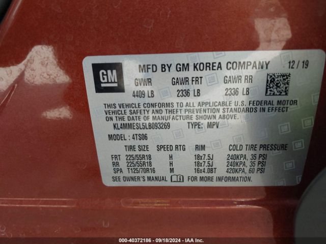 KL4MMESL5LB093269 Buick Encore Gx Awd Select