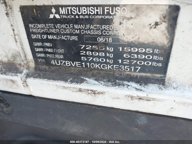 Продажа на аукционе авто 2019 Mitsubishi Fec7ts, vin: 4UZBVE110KGKE3517, номер лота: 40372187