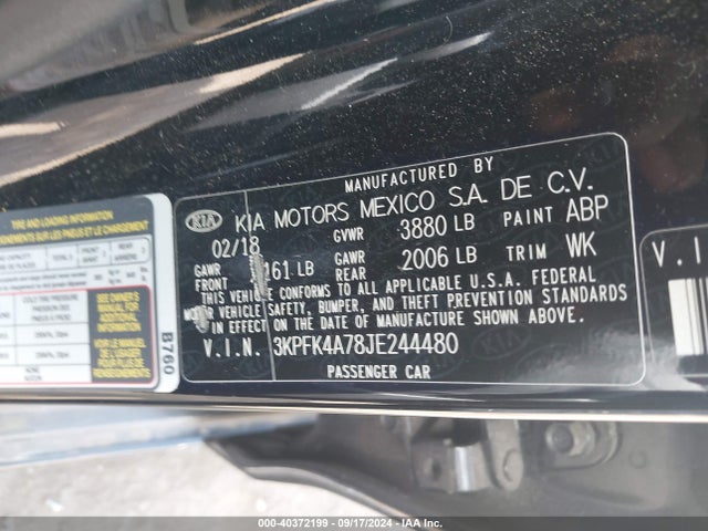 KIA FORTE LX 2018 3KPFK4A78JE244480 Image 9