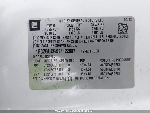 Chevrolet Express 3500 Work Van 2014 1GCZGUCGXE1122997 Image 9