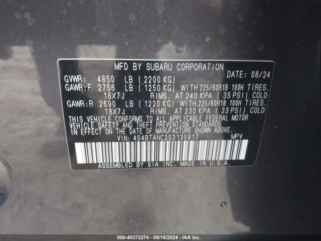 4S4BTANC2S3130917 Subaru Outback Limited