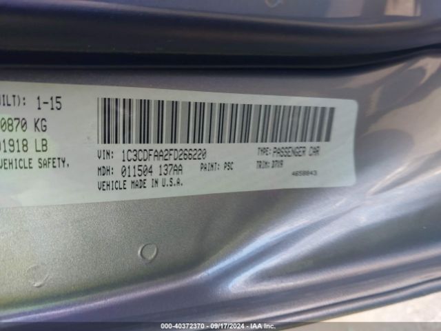 1C3CDFAA2FD266220 Dodge DART SE