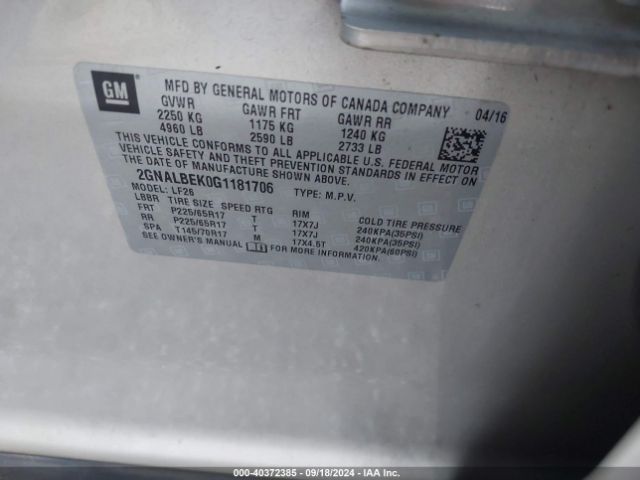 2GNALBEK0G1181706 Chevrolet EQUINOX LS
