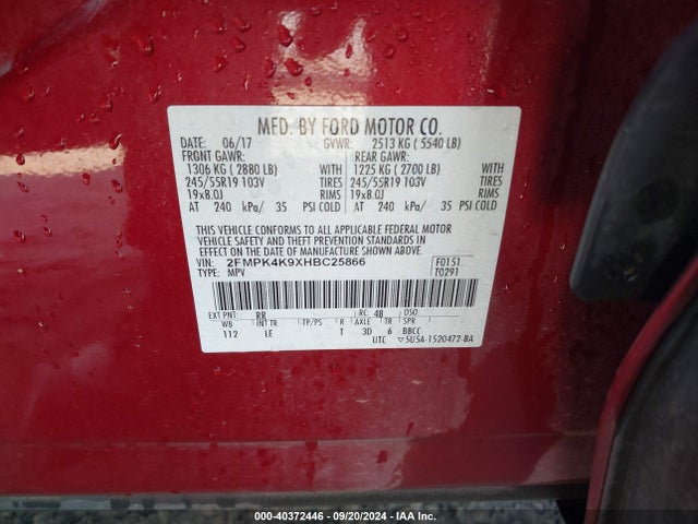 Ford Edge Titanium 2017 2FMPK4K9XHBC25866 Image 9