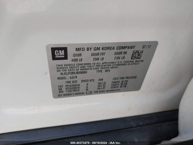 KL4CJFSBXJB506804 Buick Encore Preferred Ii
