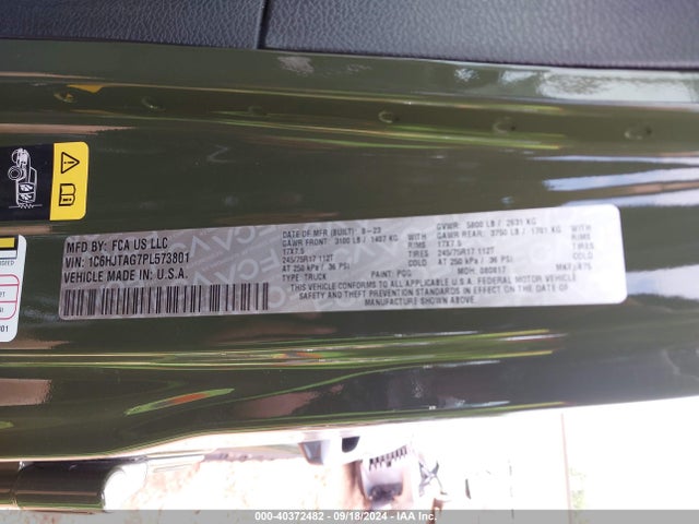 1C6HJTAG7PL573801 Jeep Gladiator Sport S 4x4