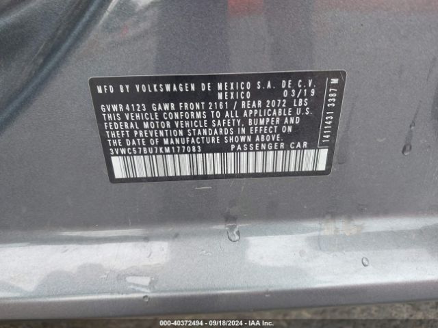 3VWC57BU7KM177083 Volkswagen Jetta 1.4t R-line/1.4t S/1.4t Se