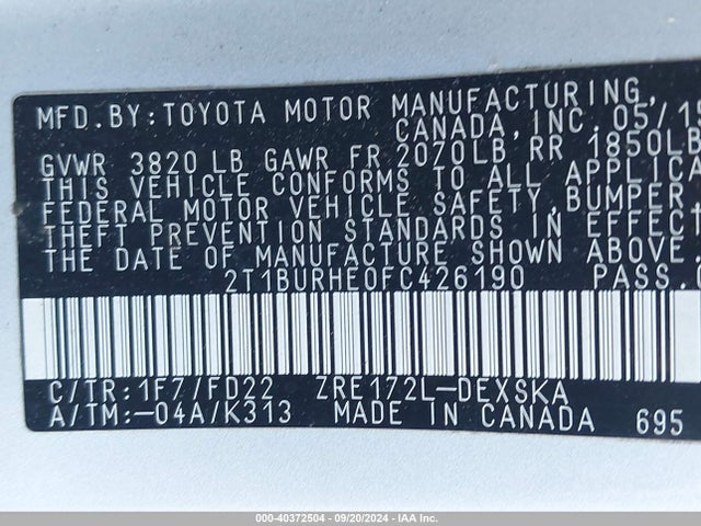 Toyota Corolla S Plus 2015 2T1BURHE0FC426190 Image 9
