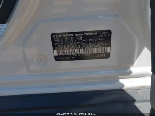 2019 MITSUBISHI OUTLANDER JA4AD3A30KZ036802 Photo 8
