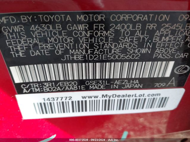 JTHBE1D21E5005602 Lexus IS 350