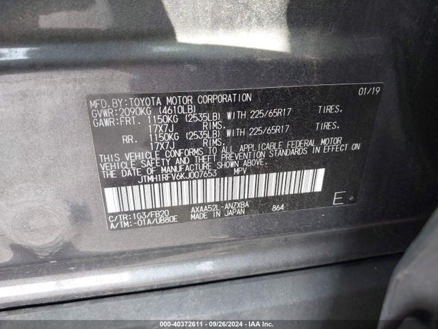 Toyota RAV4 LE 2019 JTMH1RFV6KJ007653 Image 9