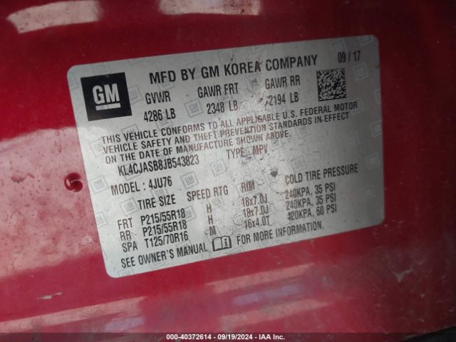 KL4CJASB8JB543823 Buick Encore Preferred