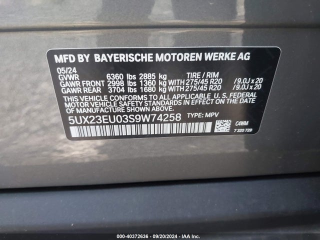 5UX23EU03S9W74258 BMW X5 Xdrive40i
