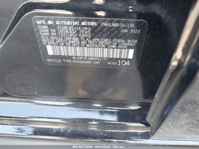 ML32FVFJ9RHF01171 Mitsubishi Mirage G4 Se