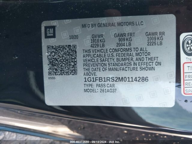 1G1FB1RS2M0114286 Chevrolet Camaro Rwd  1lt