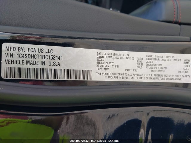 1C4SDHCT1RC152141 Dodge Durango R/t Rwd