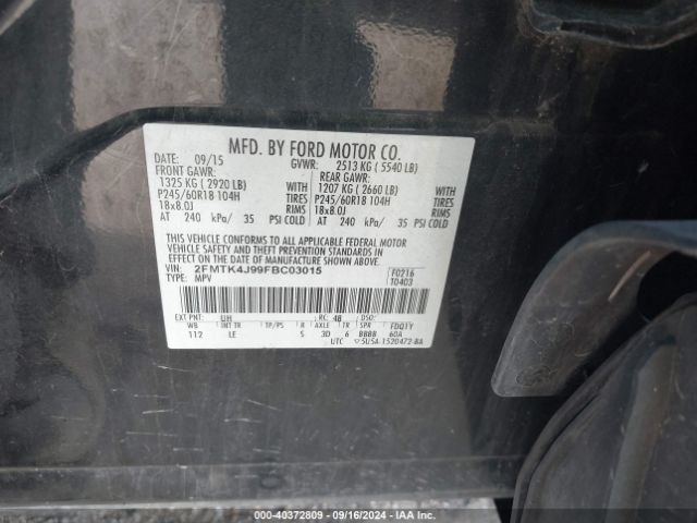 2FMTK4J99FBC03015 Ford EDGE SEL