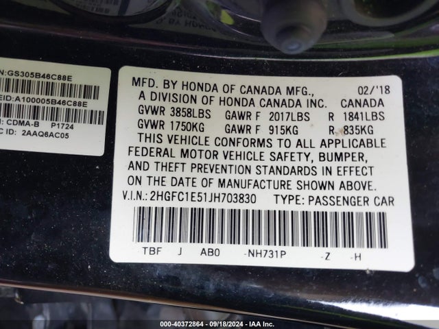 Honda CIVIC SI 2018 2HGFC1E51JH703830 Image 9