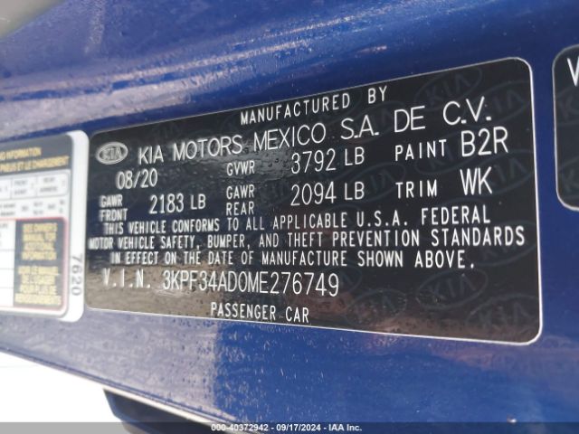 3KPF34AD0ME276749 KIA Forte Gt-line