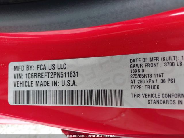 1C6RREFT2PN511631 RAM 1500 Big Horn  4x2 5'7 Box