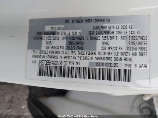 JM3TCBBY4G0104107 Mazda CX-9 SPORT