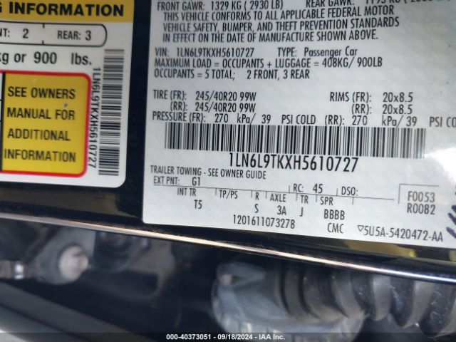 1LN6L9TKXH5610727 Lincoln Continental Select