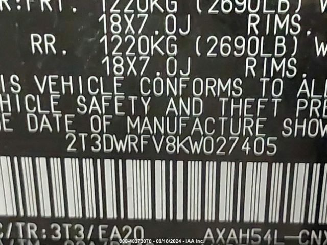 2T3DWRFV8KW027405 Toyota Rav4 Hybrid Limited