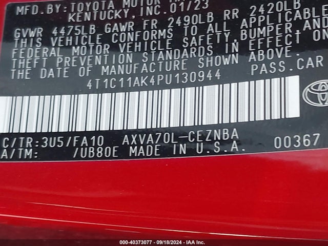 Toyota CAMRY LE 2023 4T1C11AK4PU130944 Image 9