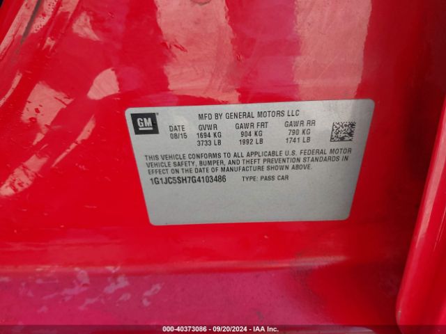 1G1JC5SH7G4103486 Chevrolet Sonic Lt Auto