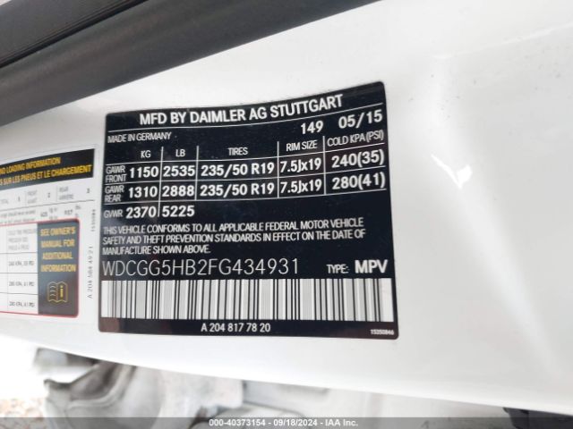 WDCGG5HB2FG434931 Mercedes-Benz GLK 350