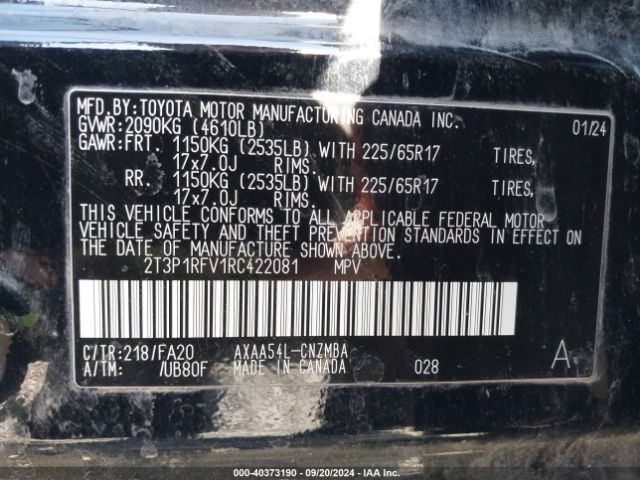 2T3P1RFV1RC422081 Toyota Rav4 Xle